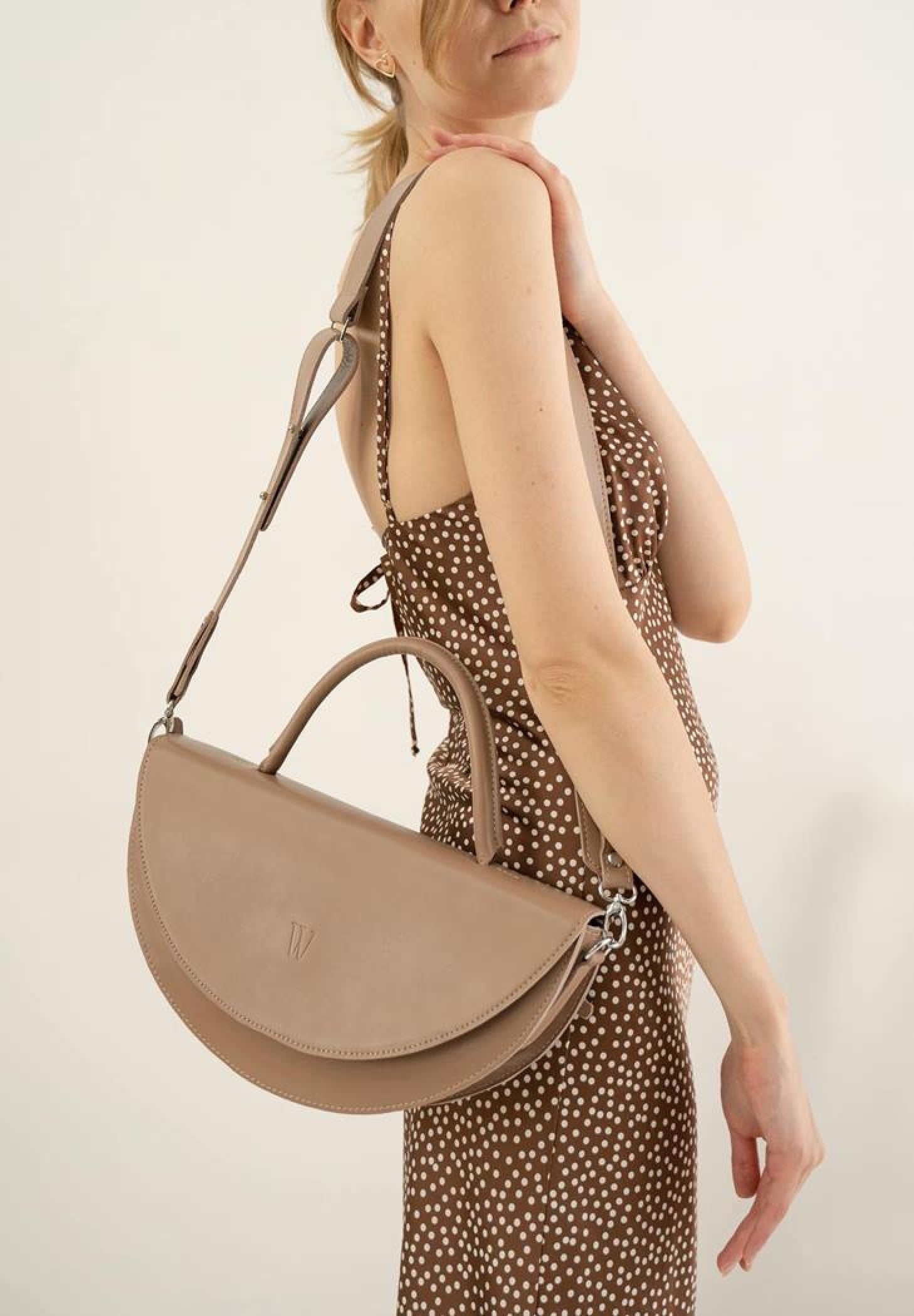 nude leather bag for women