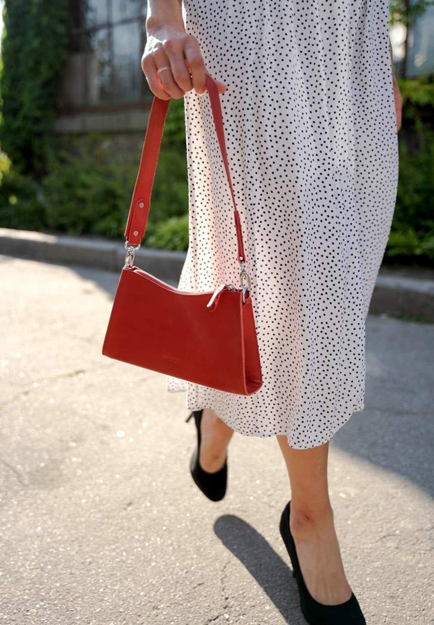 red leather handbag for women