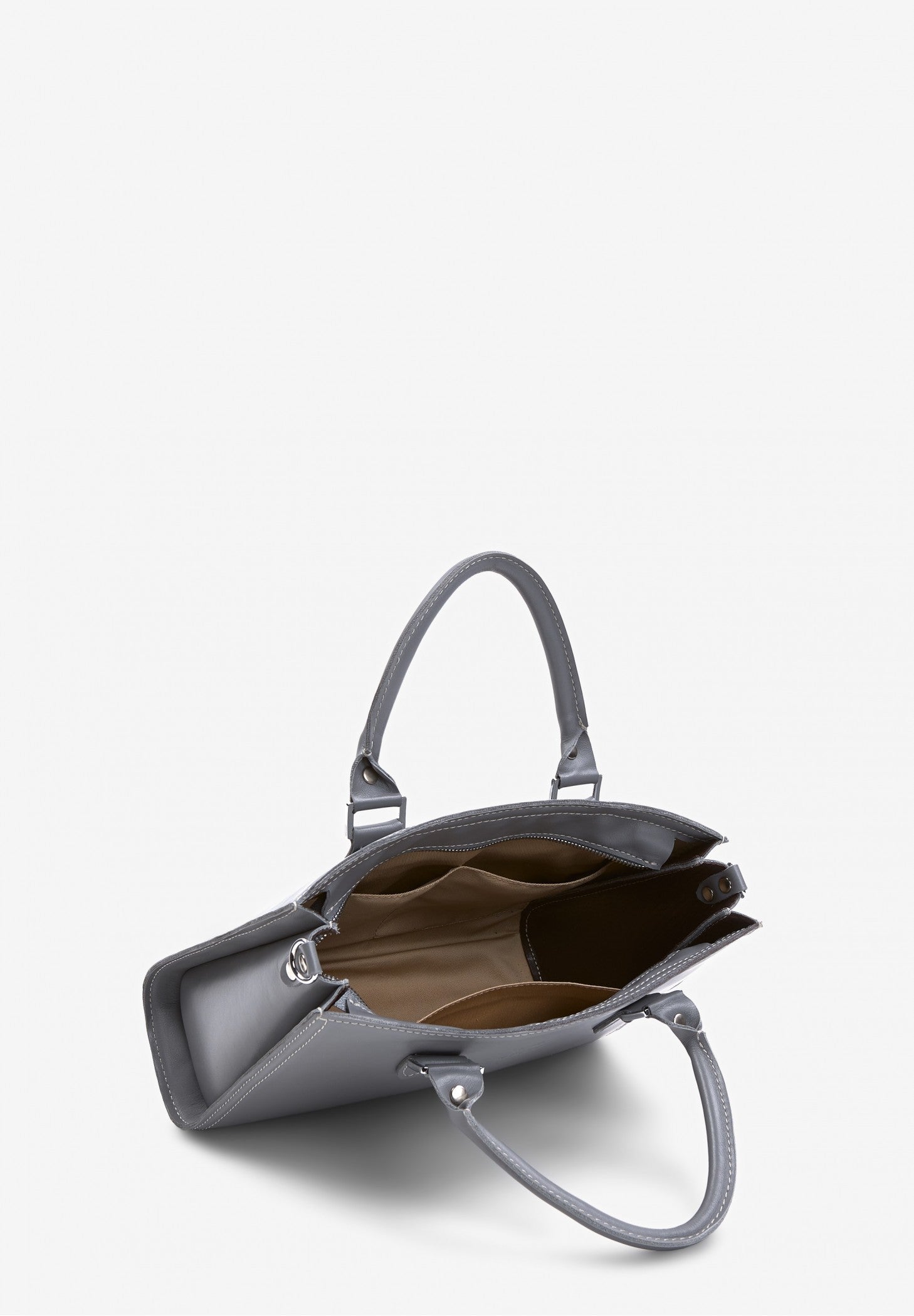 grey leather bag for women