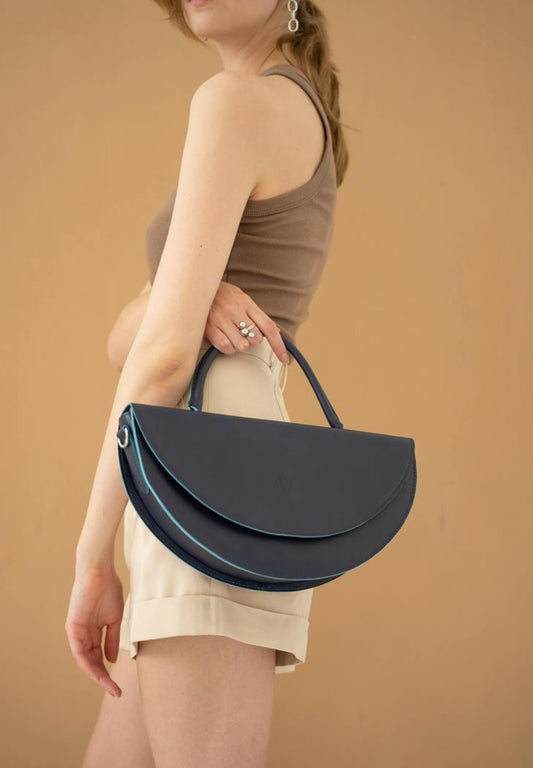 blue leather bag for women