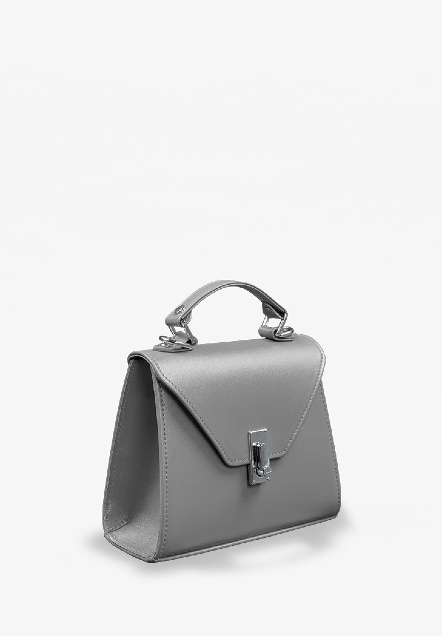 leather bag for women in grey color on a white background