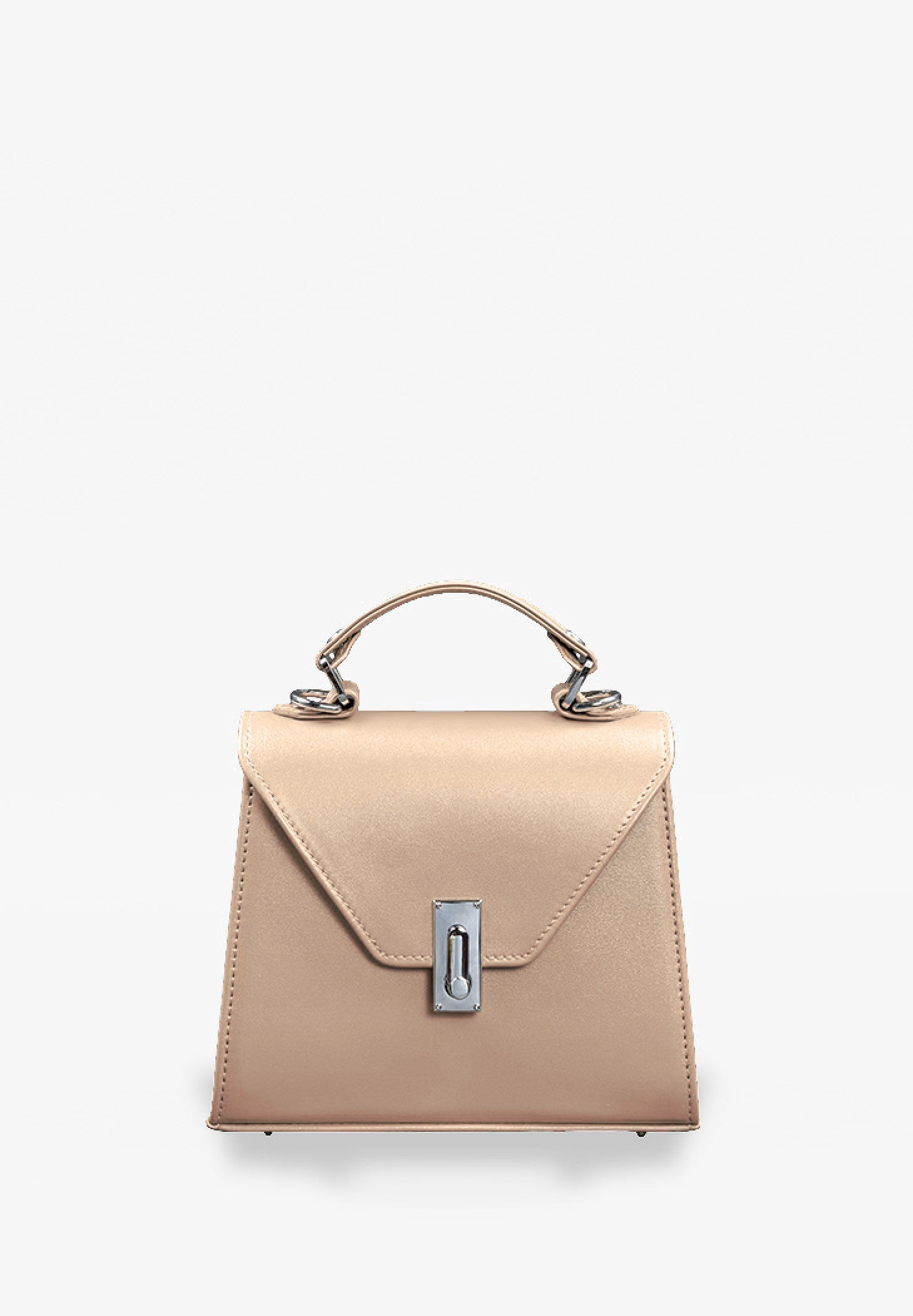leather mid-sized bag for women in beige color
