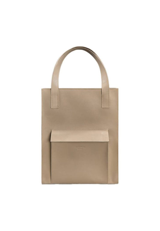 Chic leather tote bag for women in beige color, perfect for everyday use