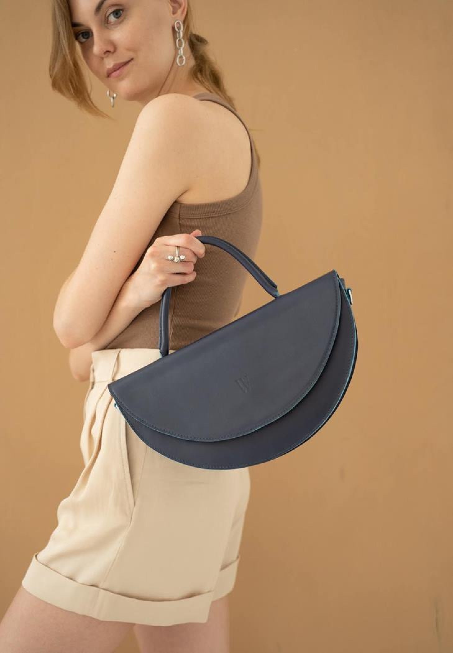blue leather bag for women