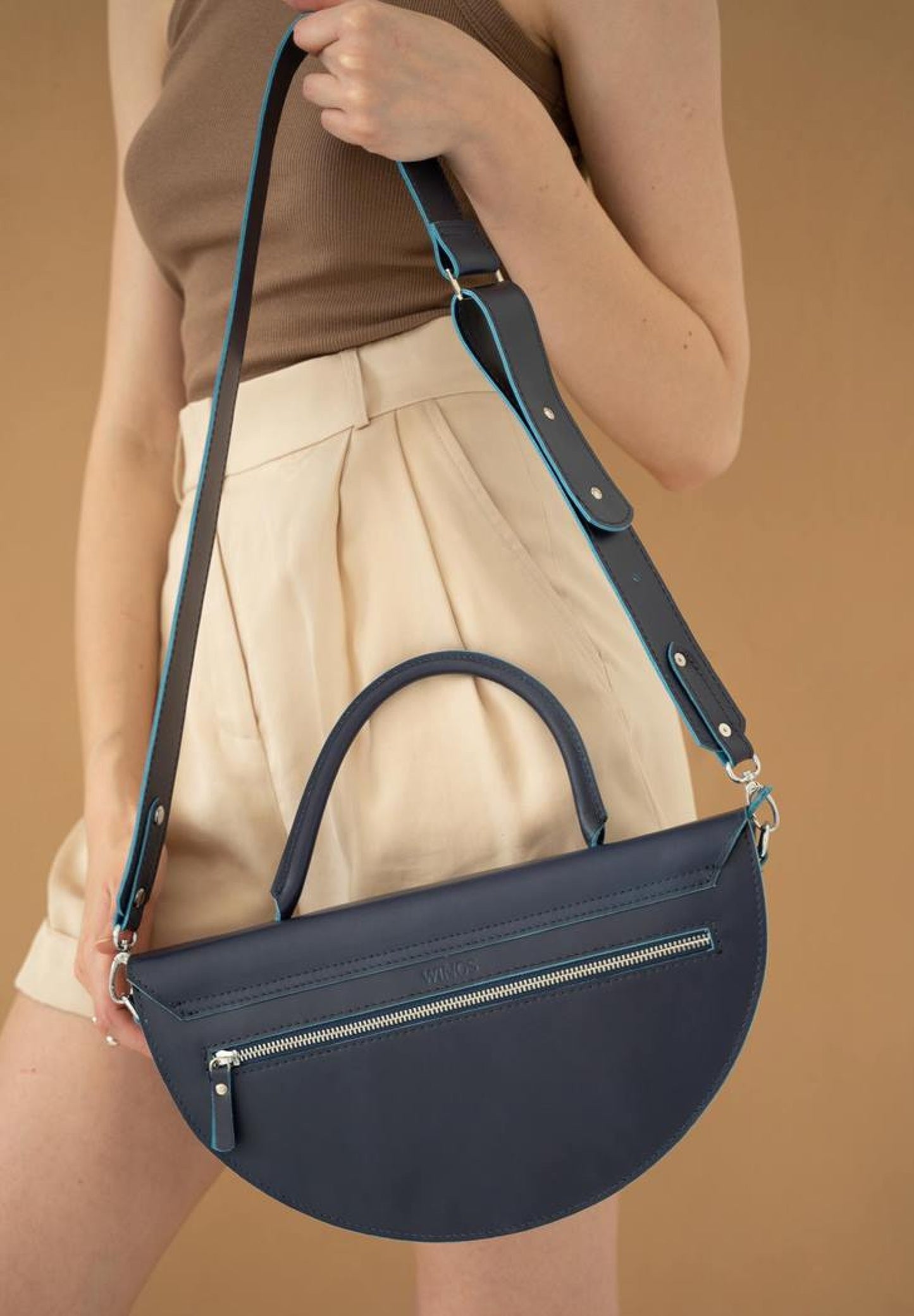 blue leather bag for women