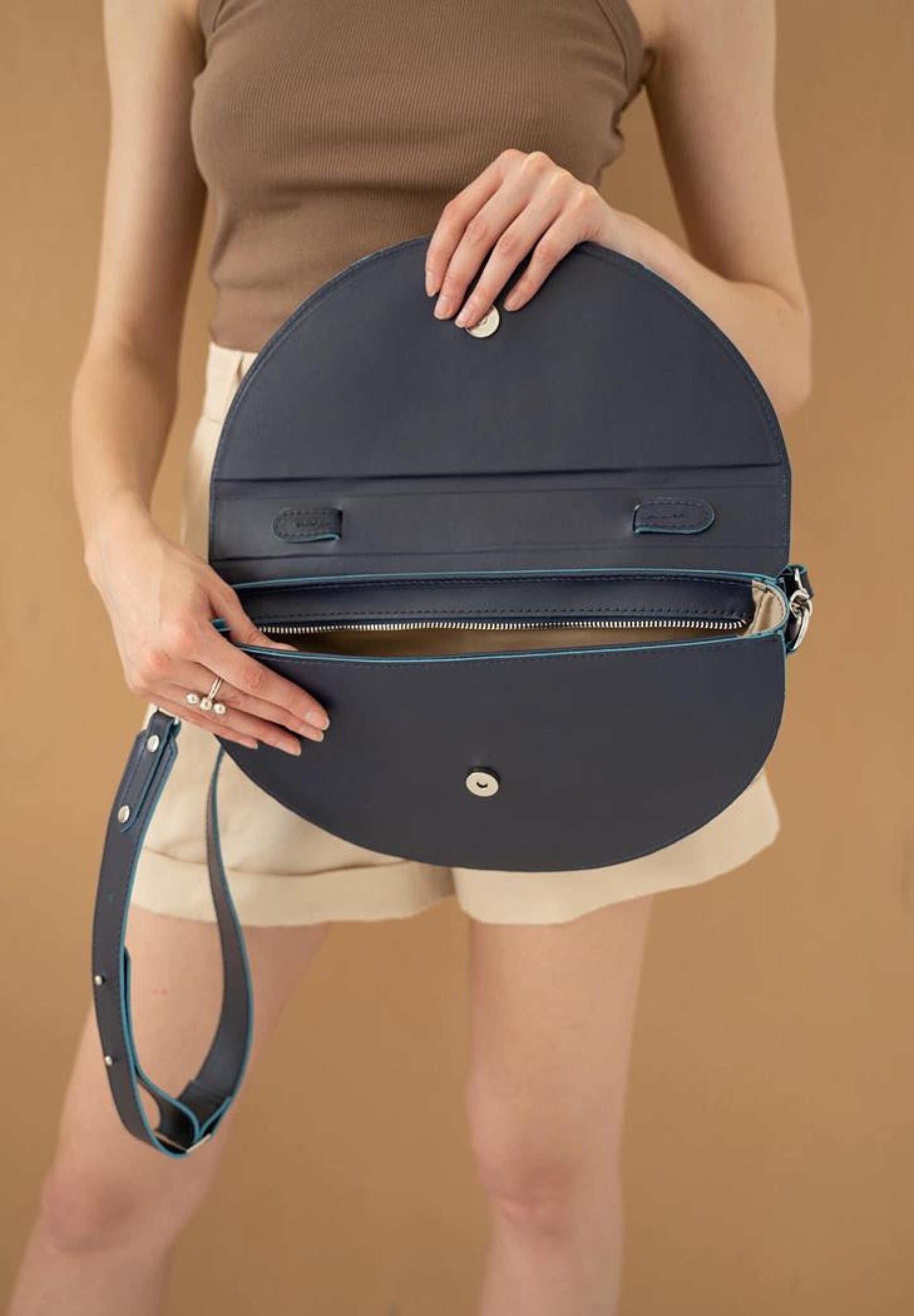 blue leather bag for women