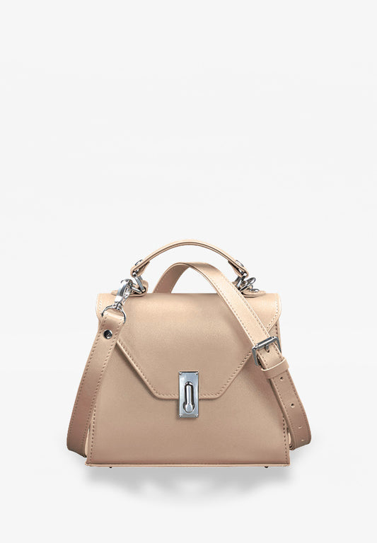 leather mid-sized bag for women in beige color