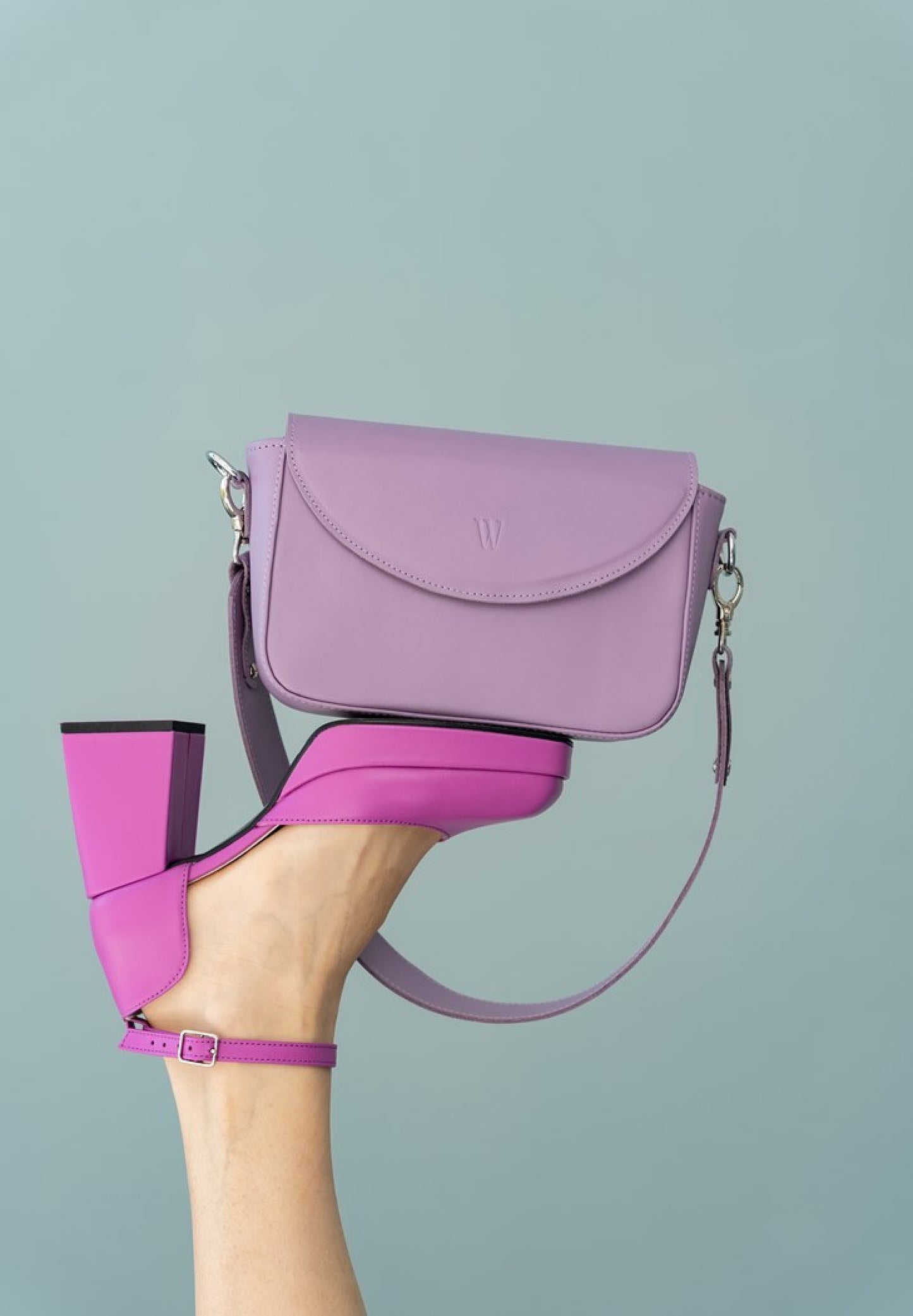 purple leather shoulder bag for women